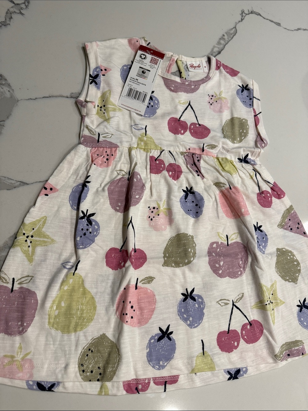 Toddler Fruit Print White Summer Dress by